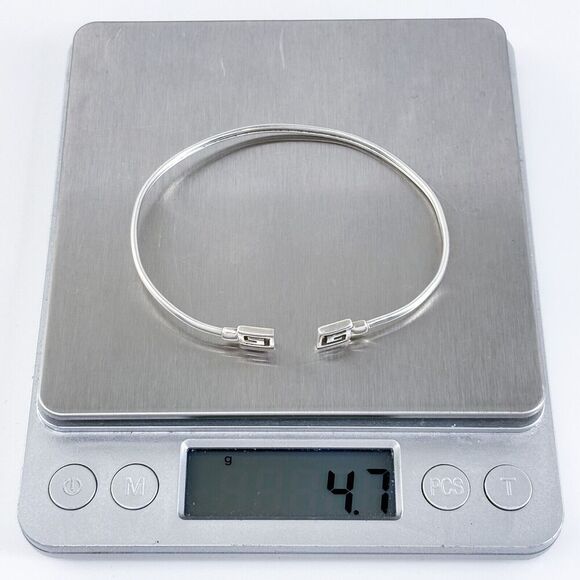 Elegant Sterling Silver Greek Key Bangle Bracelet (Unisex) - Picture 7 of 8